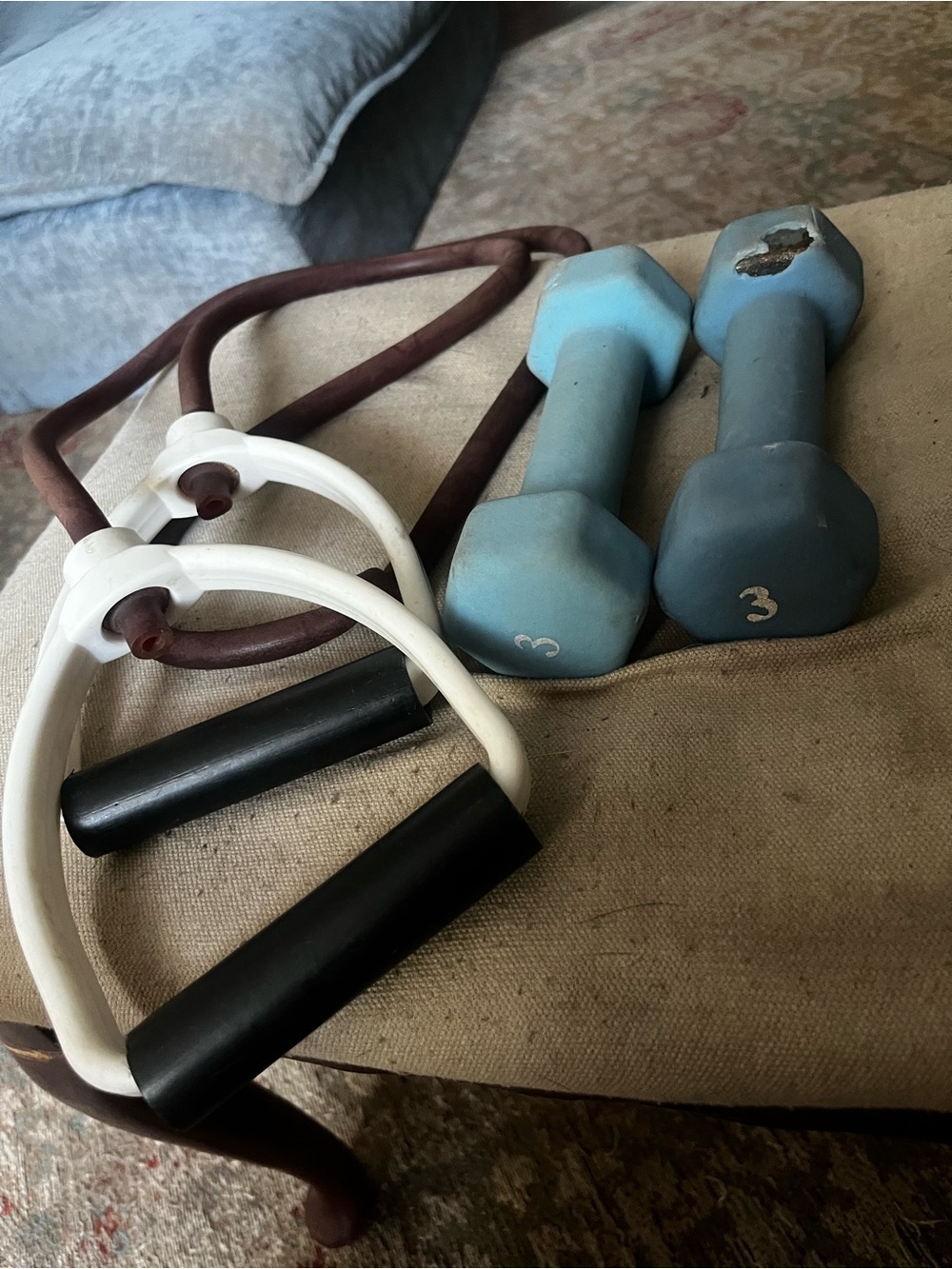 Light Blue 3 lb Neoprene Dumbbells with White Resistance Handles - Unbranded